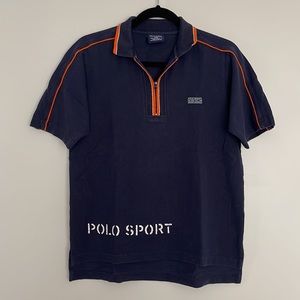 Polo Sports Ralph Lauren Mens Vintage Blue/Orange Polo Shirt Sz L